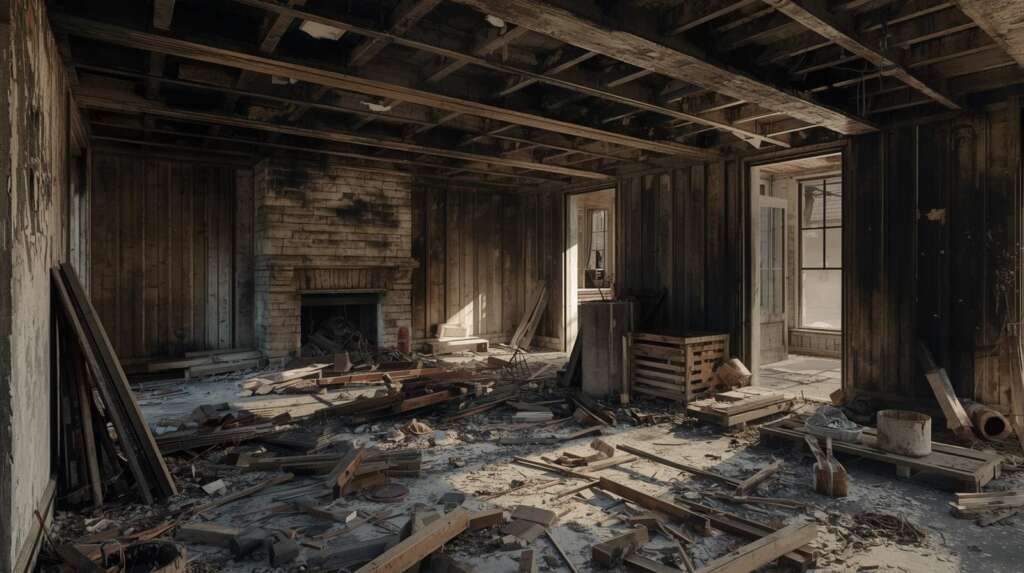 maison après un incendie