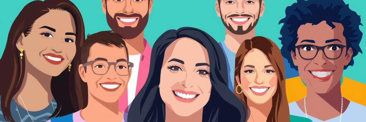 HEADER COLORÉ (avec photo équipe souriante en arrière-plan)